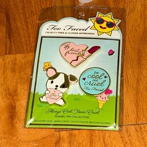 Brand New in Packaging Too Faced Clover Enamel Pin Pack Limited-Edition Pin Trio